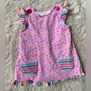 Florence Eiseman Pink Confetti and Striped Onesie Dress Size 6 Months